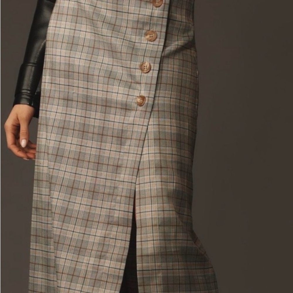 Porridge x Anthropologie Plaid Button-Down Women's Skirt